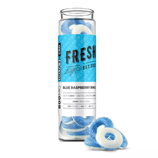 Fresh D9 CBD Blue Raspberry Rings Gummies