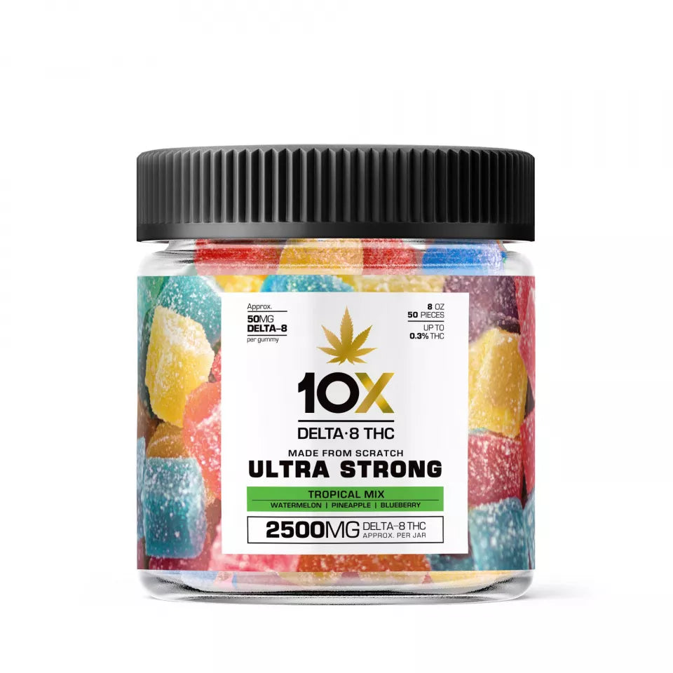 10X D8 Gummies Ultra Strong 2500mg Tropical Mix
