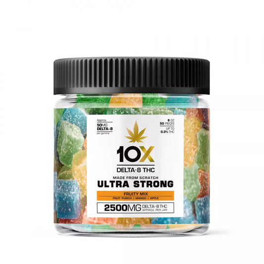 10X D8 Gummies Ultra Strong 2500mg Fruity Mix